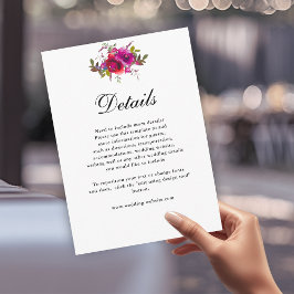 エレガントな春のピンクの紫の花の結婚式の詳細 エンクロージャーカード