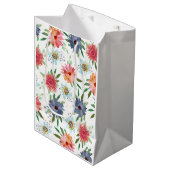 エレガントな春のボヘミアンチック ゴールド フラワーワイルドフラワー ミディアムペーパーバッグ (正面アングル)