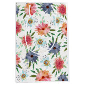 エレガントな春のボヘミアンチック ゴールド フラワーワイルドフラワー ミディアムペーパーバッグ (正面)