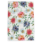 エレガントな春のボヘミアンチック ゴールド フラワーワイルドフラワー ミディアムペーパーバッグ (裏面)