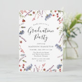 エレガントな春のワイルドフラワー卒業パーティー 招待状 (スタンド正面)