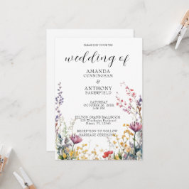 エレガントな春のワイルドフラワー ウェディング招待状 招待状