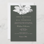 エレガントな春の庭園　ブラック＆ホワイト　アップル　ウェディング 招待状 (正面)