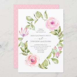 エレガントな春の花のダイヤモンドのピンクの結婚式 招待状
