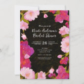 エレガントな春の花のピンクの花モチーフの招待状 招待状 (正面)