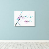 エレガントな春の花のピンクの花柄の水彩画 キャンバスプリント (インサイチュ (ウッドフロア))