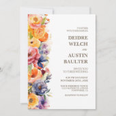 エレガントな春の花をモチーフにしたウェディング 招待状 (正面)