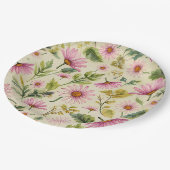 エレガントな春の花模様 ペーパープレート (アングル)
