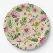 エレガントな春の花模様 ペーパープレート (正面)