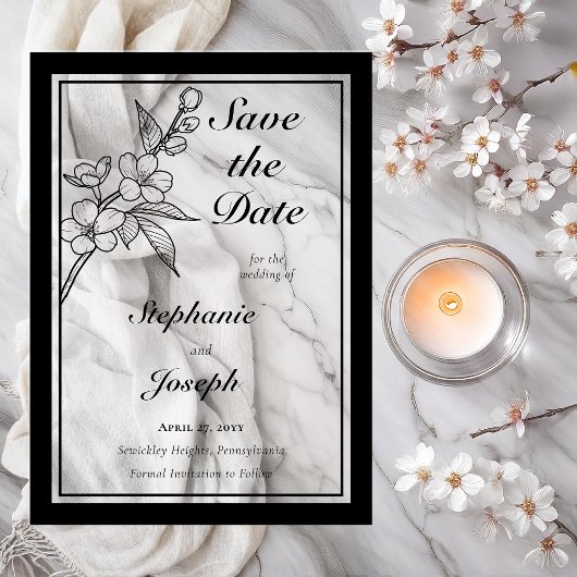 エレガントな春の花 Wedding Save the Date アクリル招待状