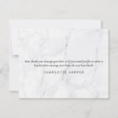 エレガントな春の葉のホワイト大理石ビジネス サンキューカード (裏面)