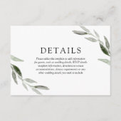 エレガントな春夏のグリーンの葉のウェディング詳細 エンクロージャーカード (正面)