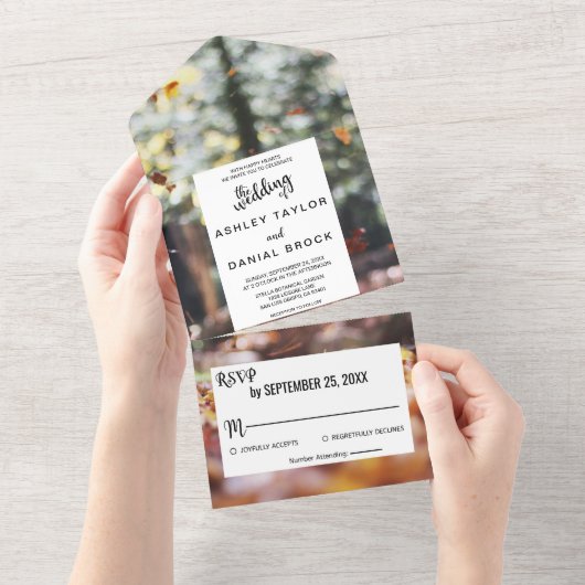 エレガントな春秋の花のウェディングオールインワン オールインワン招待状 (貼ってはがせる)