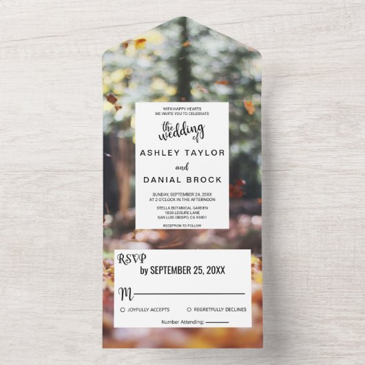 エレガントな春秋の花のウェディングオールインワン オールインワン招待状 (内側)