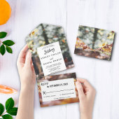 エレガントな春秋の花のウェディングオールインワン オールインワン招待状