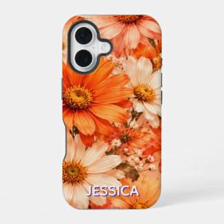 エレガントな暖かいオレンジ色のデイジーの花 iPhone 16ケース