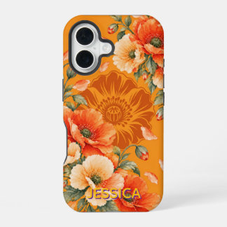 エレガントな暖かいオレンジ色のデイジーの花 iPhone 16ケース