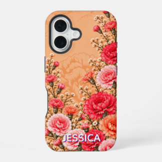 エレガントな暖かいオレンジ色のデイジーの花 iPhone 16ケース