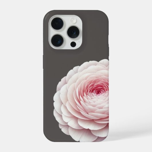 エレガントな暖かいチャコールピンクの花柄 iPhoneケース (裏面)
