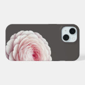 エレガントな暖かいチャコールピンクの花柄 iPhone 15ケース (裏面横)