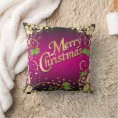 エレガントな暗い赤紫色のピンクおよび金ゴールドのクリスマス クッション (ブランケット)