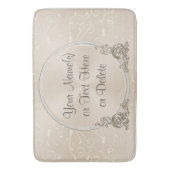 エレガントな暗灰色のあなたの文字が付いているパーソナライズなバス・マット バスマット (正面縦)