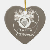 エレガントな暗灰色の第1クリスマスは一緒に飾ります セラミックオーナメント (正面)