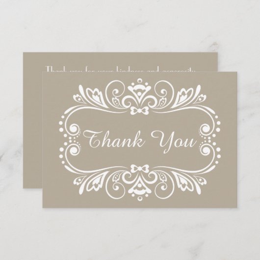 エレガントな暗灰色の結婚式はメッセージカード感謝していしています サンキューカード (正面/裏面)