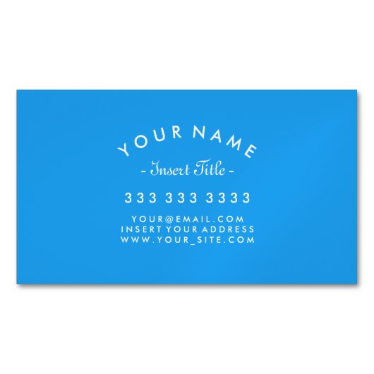 エレガントな曲げられた文字の専門の鮮やかな青 マグネット名刺 (正面)