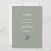 エレガントな書体 Sage Green QRコード ウェディング セーブザデート (裏面)