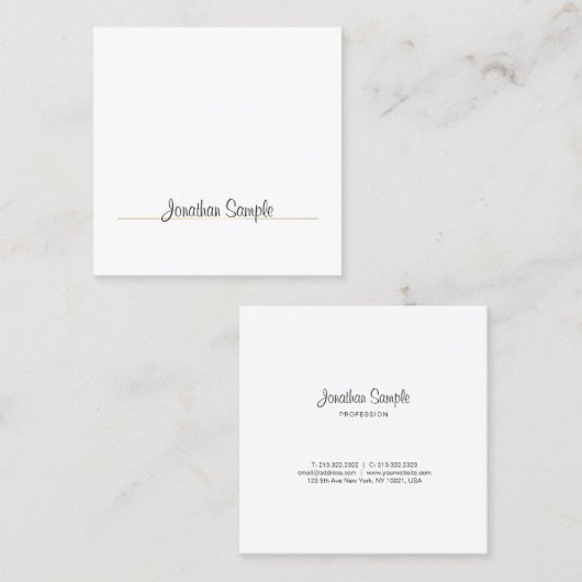 エレガントな書道のデザインの金ゴールドの平野の豪華なトレンディー スクエア名刺 (正面/裏面)