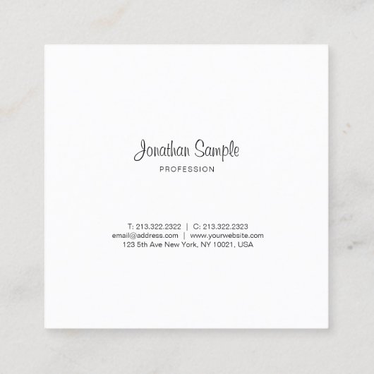 エレガントな書道のデザインの金ゴールドの平野の豪華なトレンディー スクエア名刺 (裏面)