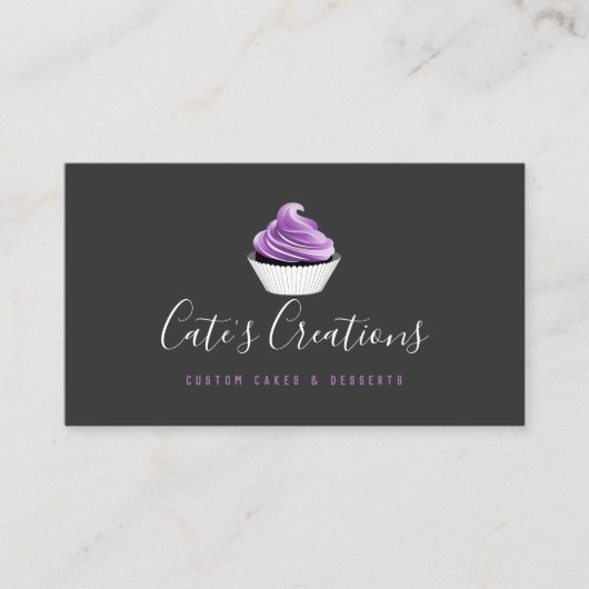 エレガントな書道の原稿のカップケーキのパン屋 名刺 (正面)