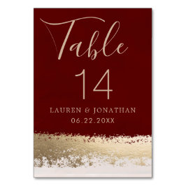 エレガントな書道の原稿、バーガンディの金ゴールドの結婚 テーブルナンバー