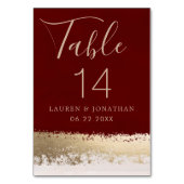 エレガントな書道の原稿、バーガンディの金ゴールドの結婚 テーブルナンバー (裏面)