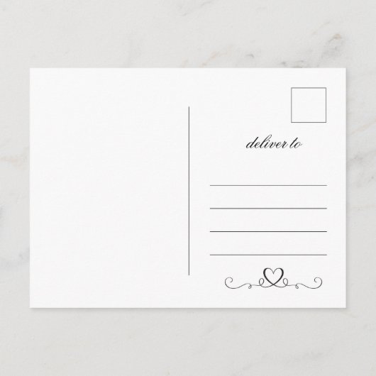 エレガントな書道結婚式の日付を保存 案内ポストカード (裏面)