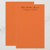 エレガントな書道 プレーン オレンジ色のわかりやすいテキスト 便箋 (正面/裏面)