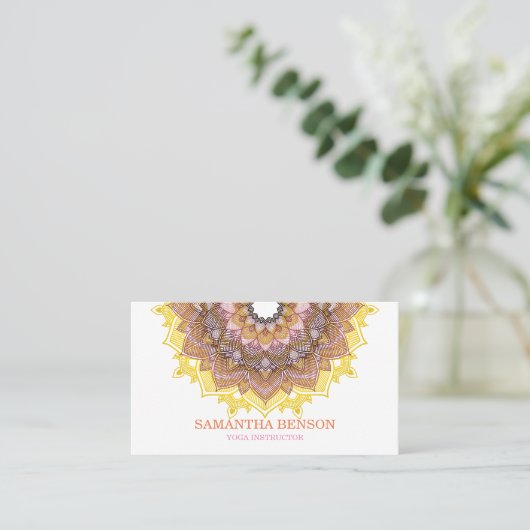 エレガントな曼荼羅のはすヨガのインストラクター 名刺 (スタンド正面)