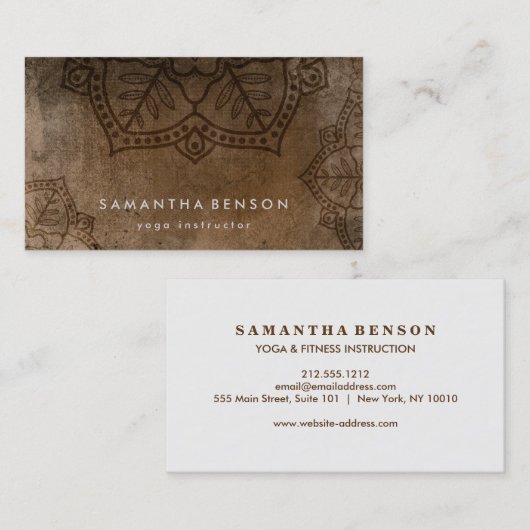エレガントな曼荼羅の花のロゴのヨガのインストラクター 名刺 (正面/裏面)