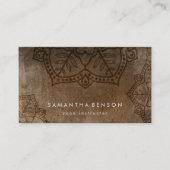 エレガントな曼荼羅の花のロゴのヨガのインストラクター 名刺 (正面)