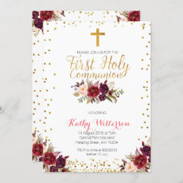 エレガントな最初聖餐式の招待状 招待状