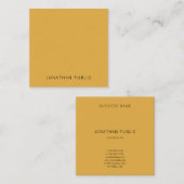 エレガントな最小主義のシンプルなテンプレートの黄色ブラウン スクエア名刺 (正面/裏面)