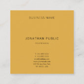 エレガントな最小主義のシンプルなテンプレートの黄色ブラウン スクエア名刺 (裏面)