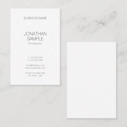 エレガントな最小主義のデザインのモダンな縦のテンプレート 名刺 (正面/裏面)