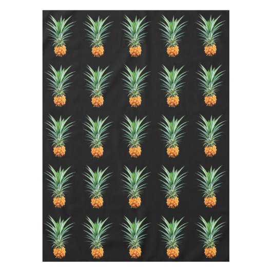 エレガントな最小主義のパイナップル|黒い背景 テーブルクロス (正面)