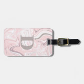 エレガントな最小主義のピンクおよび白い大理石の一見 ラゲッジタグ (正面横)
