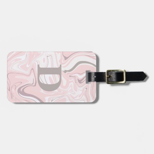 エレガントな最小主義のピンクおよび白い大理石の一見 ラゲッジタグ (正面横)