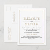エレガントな最小主義のホワイトゴールドの結婚 インビテーションポストカード (正面/裏面)