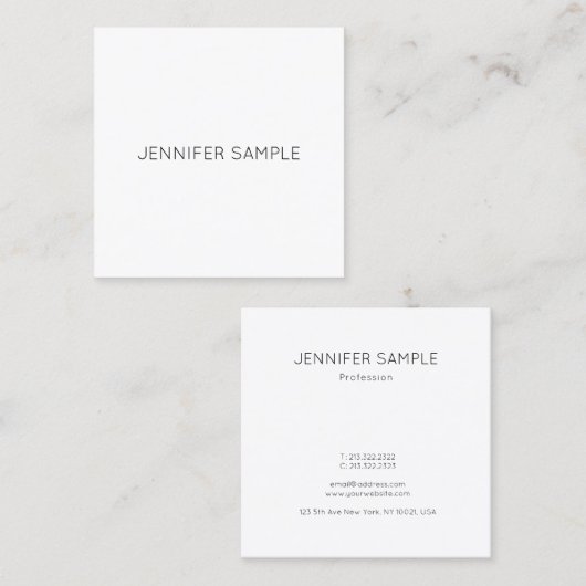 エレガントな最小主義のモダンでシンプルなテンプレートの贅沢 スクエア名刺 (正面/裏面)