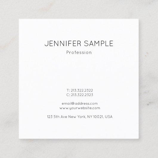 エレガントな最小主義のモダンでシンプルなテンプレートの贅沢 スクエア名刺 (裏面)